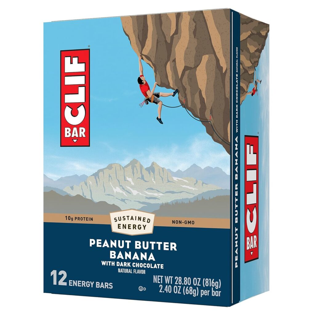 CLIF BAR - Peanut Butter Banana with Dark Chocolate Flavor - Made with Organic Oats - Non-GMO - Plant Based - Energy Bars - 2.4 oz. (12 Pack)