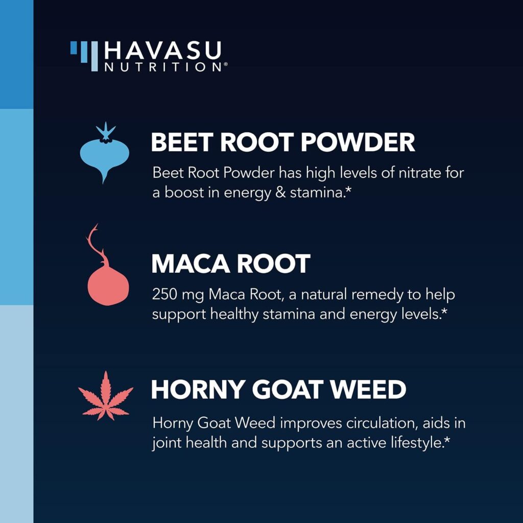 HAVASU NUTRITION L Arginine and Horny Goat Weed Bundle for Powerful Male Enhancing Supplement for Performance  Endurance Due to Increased Vascular Support