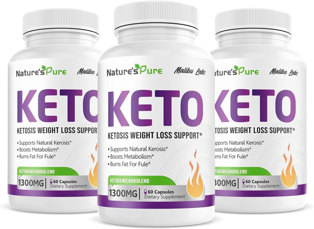 Natures Pure Keto, Advanced Ketogenic Pill Shark Formula 1300mg, NaturesPure, Made in The USA, (3 Bottle Pack), 90 Day Supply Tank