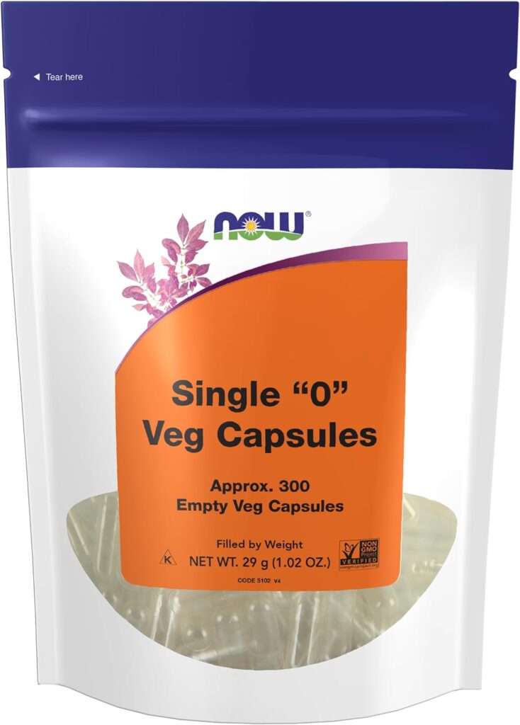 NOW Supplements, Empty Vegetarian Capsules, Single 0, Filled by Weight, Non-GMO Project Verified, 300 Veg Capsules