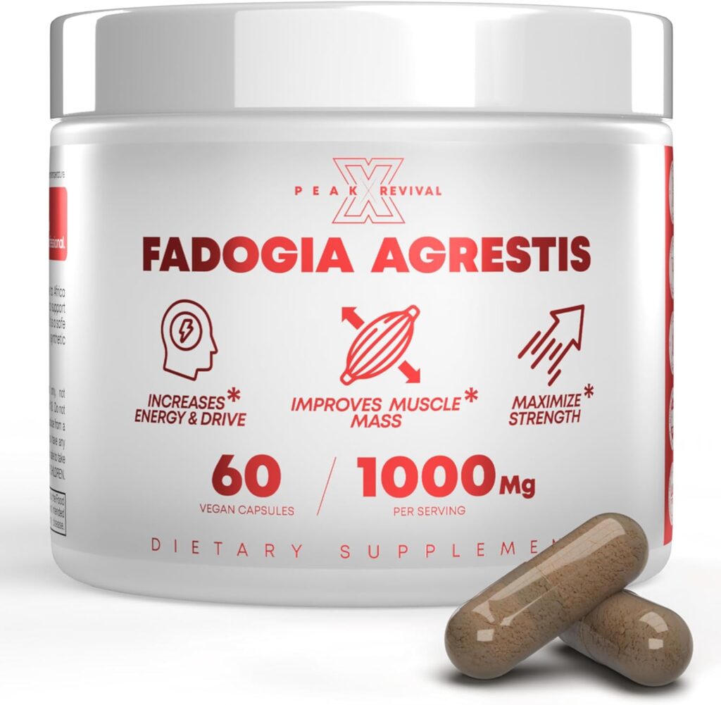 Peak Revival-X Fadogia Agrestis 1000mg Per Serving Supplement - Potent Extract to Increase Energy, Athletic Performance  Muscle Mass - Supplements Third Party Tested  Made in The USA (60 Capsules)