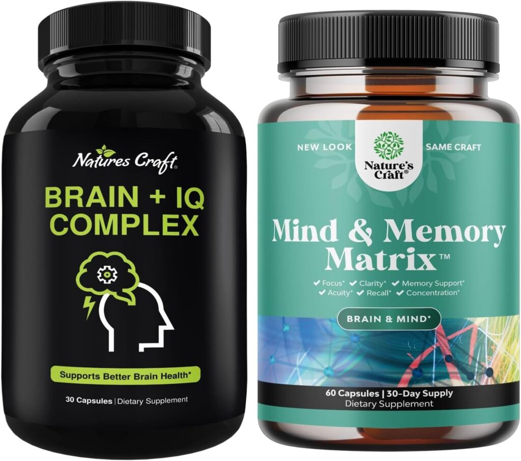 Bundle of Nootropic Memory Supplement for Brain Support and Advanced Brain Supplement for Memory and Focus - for Brain Boost and Natural Energy Booster - for Brain Fog Clarity Energy and Recall