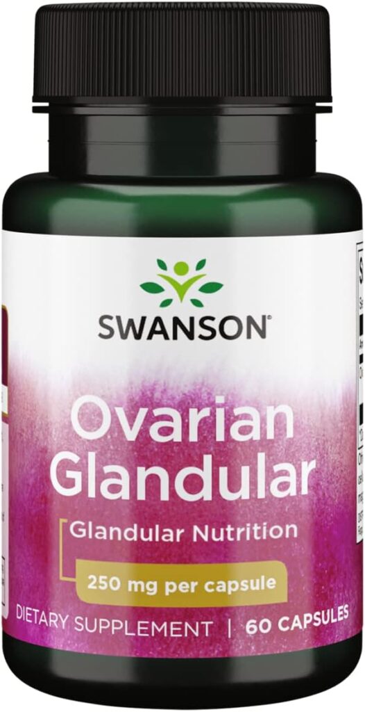 Swanson Ovarian Glandular Supplement - Womens Glandular Health and Balance Support - Premium Bovine Tissue - 60 Capsules, 250mg Each