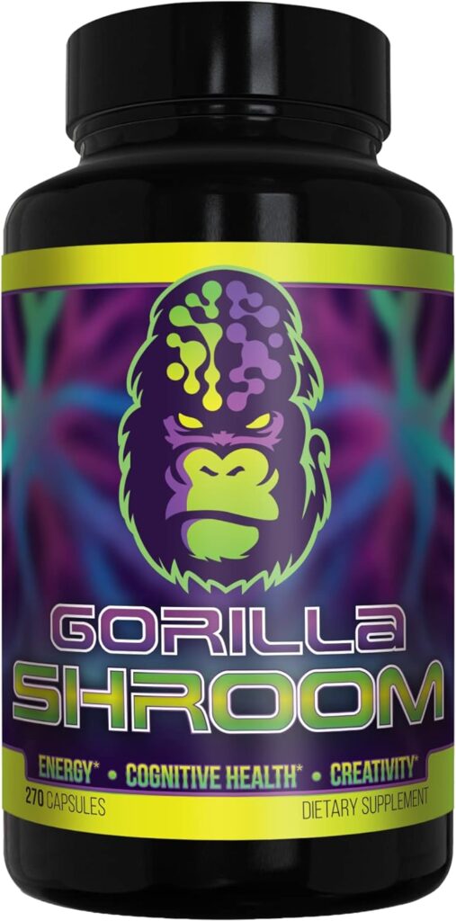 Gorilla Shroom Nootropic Mushroom Supplement (6700mg) - 270 Capsules / Lion’s Mane, Cordyceps, Reishi, Maitake / Increased Energy / Improved Immune Modulation / Enhanced Cognitive Functioning