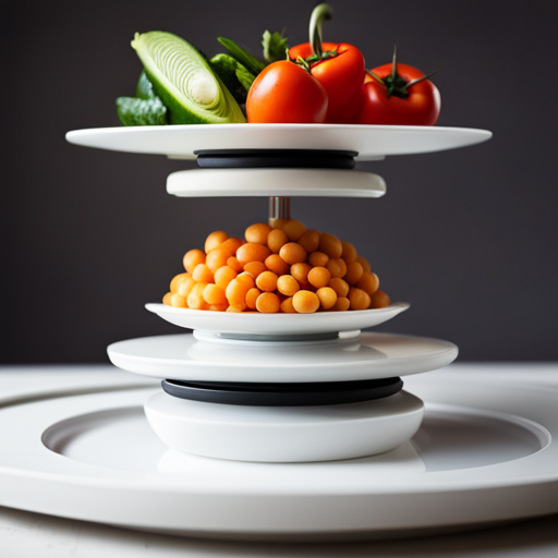 An image of a balanced scale with a plate of colorful vegetables on one side and a plate of lean proteins on the other, symbolizing the debate between low-carb and low-fat diets for weight loss