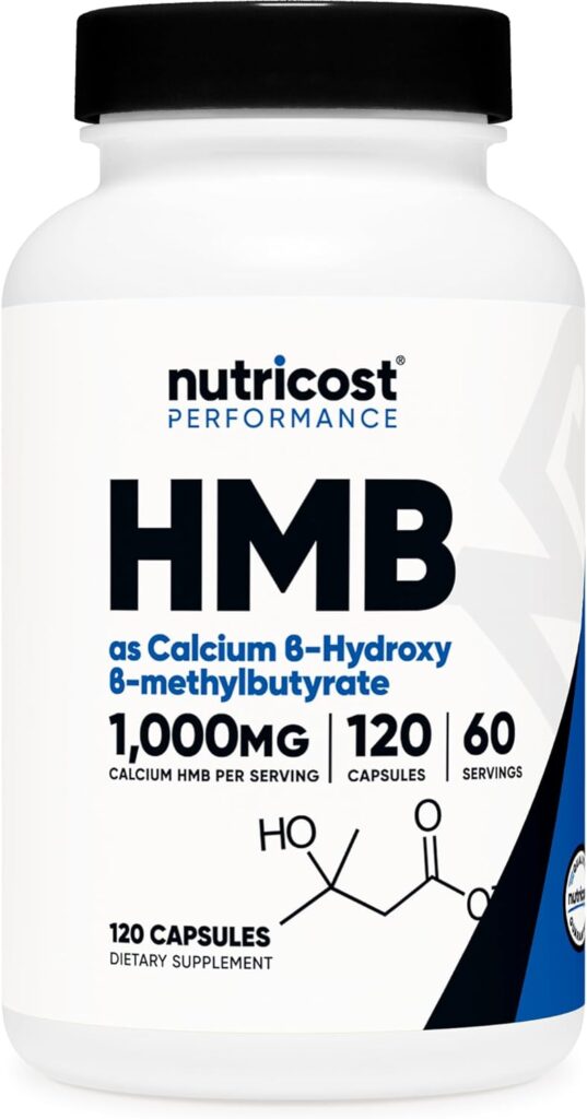 Nutricost HMB (Beta-Hydroxy Beta-Methylbutyrate) 1000mg (240 Capsules) - 500mg Per Capsule, 120 Servings - Gluten Free and Non-GMO