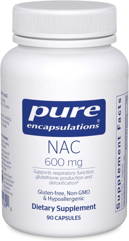 Pure Encapsulations NAC 600 mg - NAC Supplement for Lung Health  Immune Support, Liver Support  Antioxidants* - with Freeform N-Acetyl-L-Cysteine - 90 Capsules