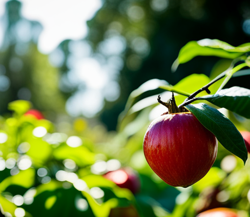 An image depicting a vibrant, flourishing garden filled with a diverse array of fruits, vegetables, and herbs