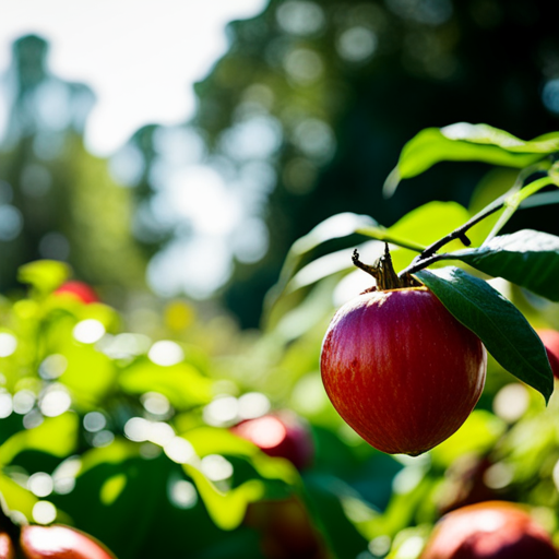 An image depicting a vibrant, flourishing garden filled with a diverse array of fruits, vegetables, and herbs