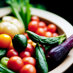 An image showcasing a vibrant plate filled with colorful vegetables, lean proteins, and whole grains