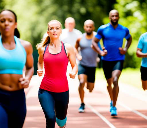 An image depicting a diverse group of individuals engaging in various forms of exercise, such as jogging, cycling, and weightlifting, highlighting the importance of physical activity in a balanced approach to weight loss