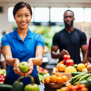 An image showcasing a diverse group of individuals engaging in various physical activities, surrounded by colorful fruits and vegetables, displaying the science-backed principles of safe and sustainable weight loss