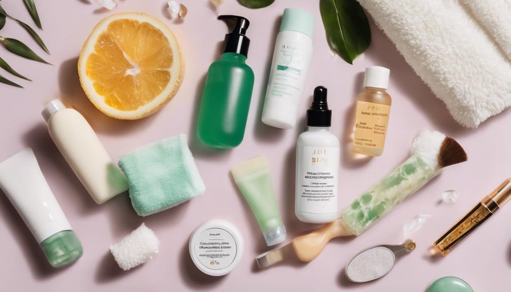 skincare routine with beauty products