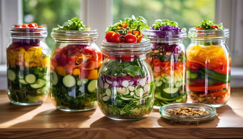 vibrant layered salad jars